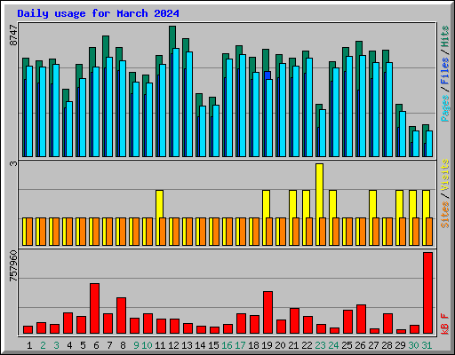 Daily usage for March 2024