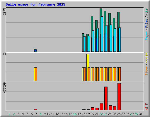 Daily usage for February 2025