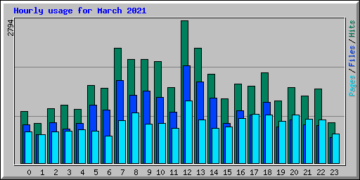 Hourly usage for March 2021